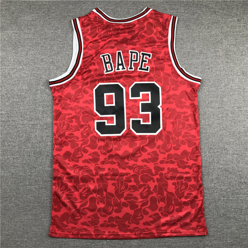 Men's Chicago Bulls Bape #93 Red 1997-98 Hardwood Classics Authentic Jersey