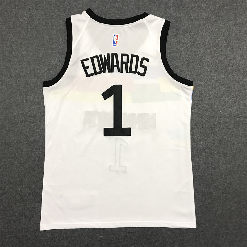 Men's Minnesota Timberwolves Anthony Edwards #1 White Swingman Jersey - City Edition