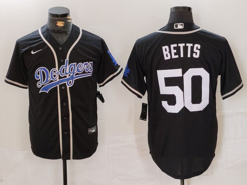 Men's Los Angeles Dodgers Mookie Betts #50 Black Replica Team Jersey