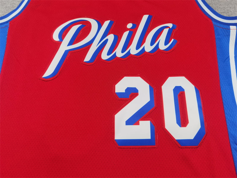 Men's Philadelphia 76ers Jared McCain #20 Red Swingman Jersey - Statement Edition