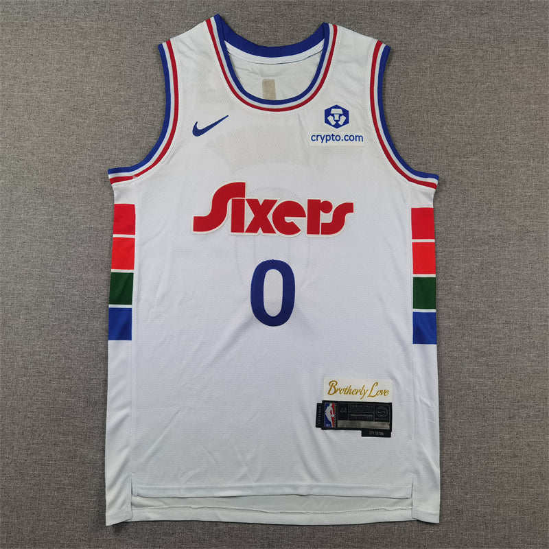 Men's Philadelphia 76ers Tyrese Maxey #0 White 2024/25 Swingman Player Jersey - City Edition