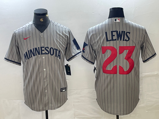 Men's Minnesota Twins Royce Lewis #23 Gray Road Replica Team Jersey