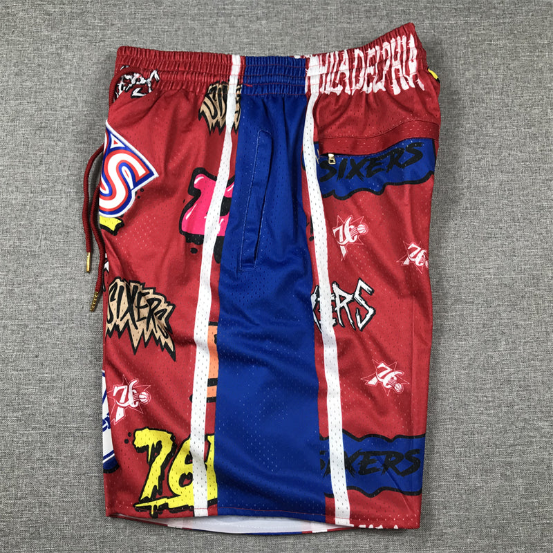 Men's Philadelphia 76ers Red Graffiti Edition Pocket Shorts