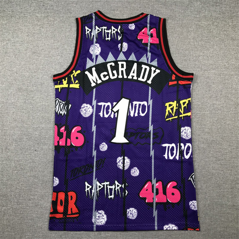 Men's Toronto Raptors Tracy McGrady #1 Purple Swingman Player Jersey - Graffiti Edition