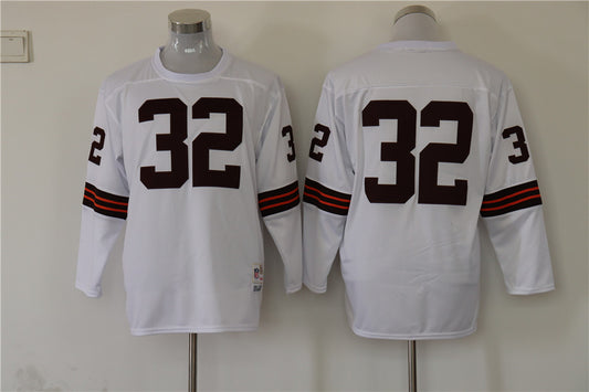 Men's Cleveland Browns Jim Brown Mitchell & Ness White Legacy Replica Player Jersey