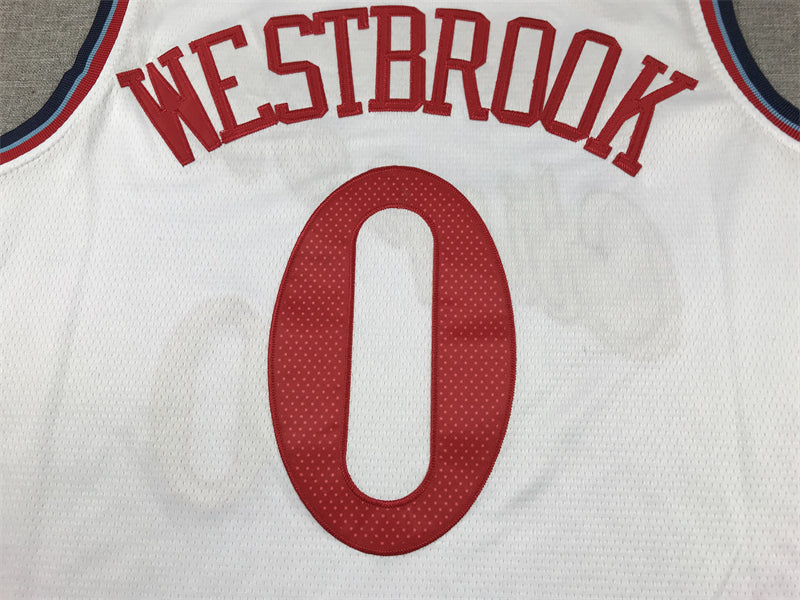 Men's LA Clippers Russell Westbrook #0 White Swingman Jersey