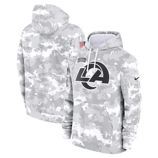 Men's Los Angeles Rams Arctic Camo 2024 Salute to Service Club Fleece Pullover Hoodie