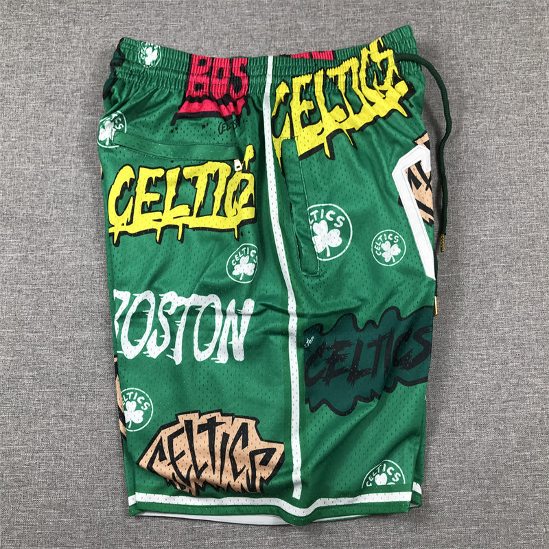 Men's Boston Celtics Green Graffiti Edition Pocket Shorts