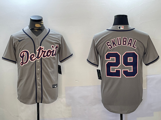 Men's Detroit Tigers Tarik Skubal #29 Gray Replica Player Jersey