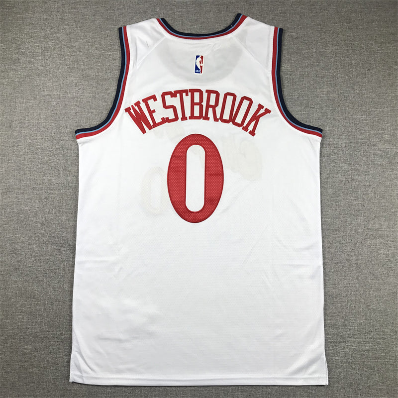 Men's LA Clippers Russell Westbrook #0 White Swingman Jersey