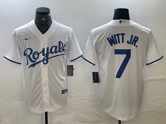 Men's Kansas City Royals Bobby Witt Jr. #7 White Home Replica Player Jersey