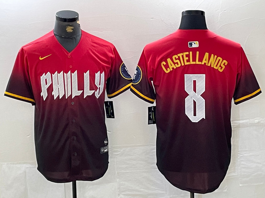 Men's Philadelphia Phillies Nick Castellanos #8 Red 2024 City Connect Limited Player Jersey