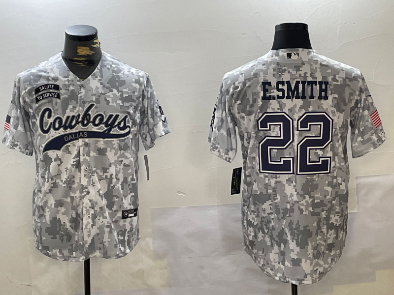 Men's Dallas Cowboys Emmitt Smith #22 Arctic Camo 2024 Salute to Service Player Jersey