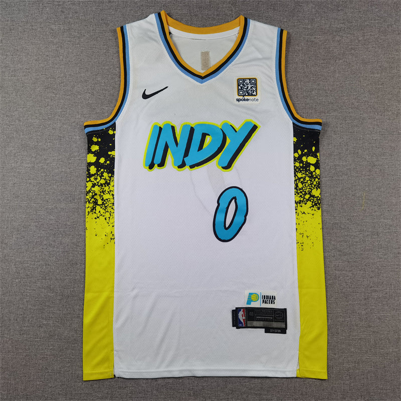 Men's Indiana Pacers Tyrese Haliburton #0 White 2024/25 Swingman Player Jersey - City Edition