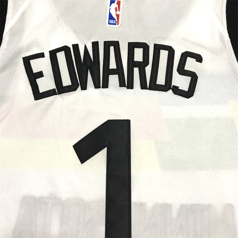 Men's Minnesota Timberwolves Anthony Edwards #1 White Swingman Jersey - City Edition