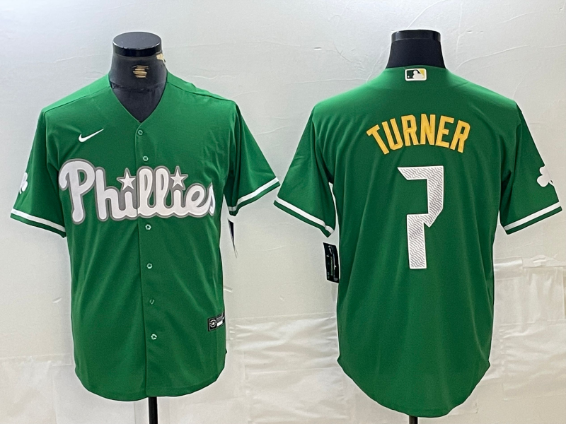 Men's Philadelphia Phillies Trea Turner #7 Green Replica Player Jersey