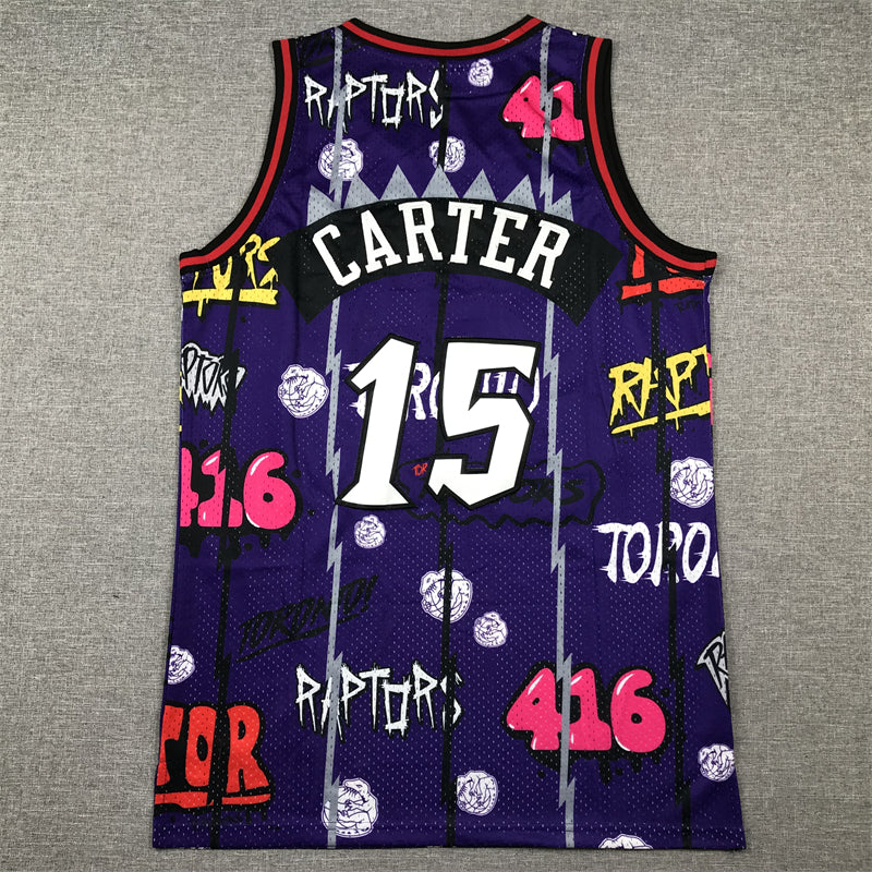 Men's Toronto Raptors Vince Carter #15 Purple Swingman Player Jersey - Graffiti Edition