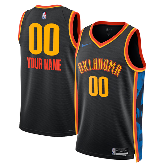 Men's Oklahoma City Thunder Black 2024/25 Custom Swingman Jersey - City Edition