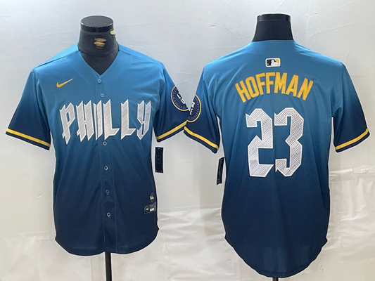 Men's Philadelphia Phillies Jeff Hoffman #23 Blue 2024 City Connect Limited Player Jersey