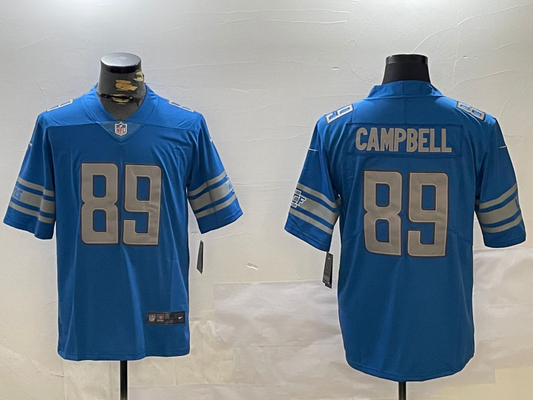 Men's Detroit Lions Dan Campbell #89 Blue Game Jersey