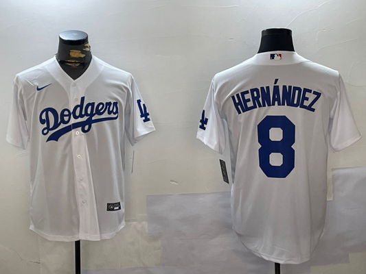 Men's Los Angeles Dodgers Enrique Hernandez #8 White Home Replica Player Jersey