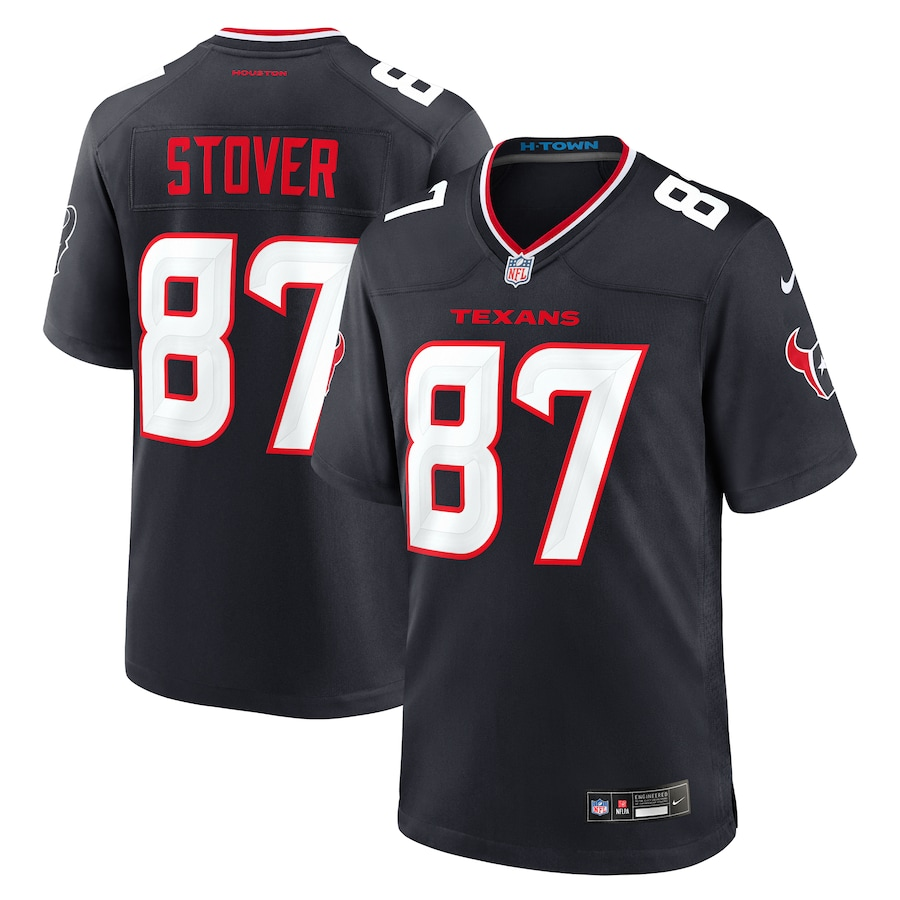 Men's Houston Texans Cade Stover #87 Navy Game Jersey