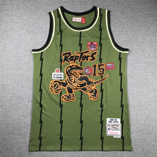 Men's Toronto Raptors Vince Carter #15 Army Green 1998-99 Hardwood Classics Swingman Jersey