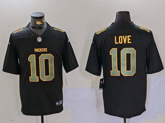 Men's Green Bay Packers Jordan Love #10 Black Fashion Game Jersey