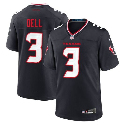 Men's Houston Texans Tank Dell #3 Navy Game Jersey