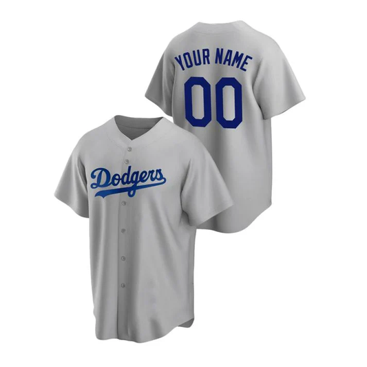 Men's Los Angeles Dodgers Gray Alternate Replica Custom Jersey