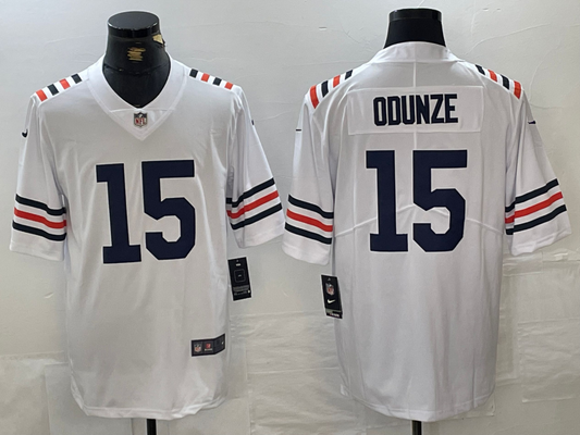 Men's Chicago Bears Rome Odunze #15 White 2024 NFL Draft 2nd Alternate Game Player Jersey