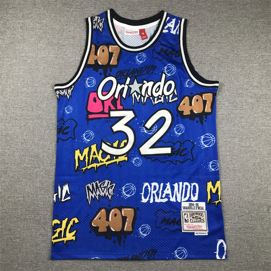 Men's Orlando Magic Shaquille O'Neal #32 Blue Swingman Graffiti Edition Jersey