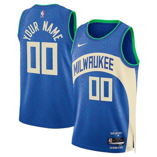 Men's Milwaukee Bucks Royal 2023/24 Custom Swingman Jersey - City Edition