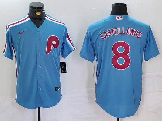 Men's Philadelphia Phillies Nick Castellanos #8 Light Blue Alternate Limited Jersey