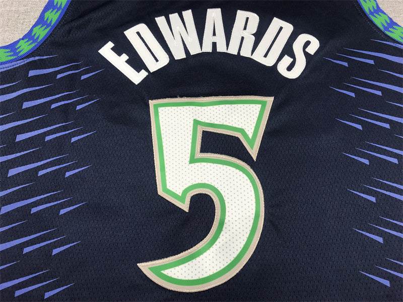 Men's Minnesota Timberwolves Anthony Edwards #5 Blue Swingman Jersey - City Edition