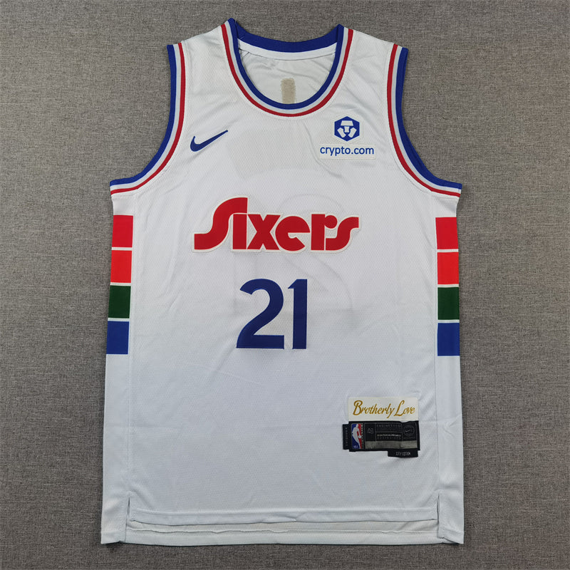 Men's Philadelphia 76ers Joel Embiid #21 White 2024/25 Swingman Player Jersey - City Edition