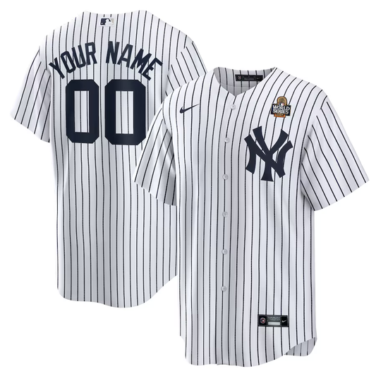 Men's New York Yankees White 2024 World Series Home Replica Custom Jersey