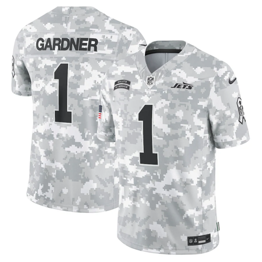 Men's New York Jets Sauce Gardner #1 Arctic Camo 2024 Salute to Service Limited Jersey