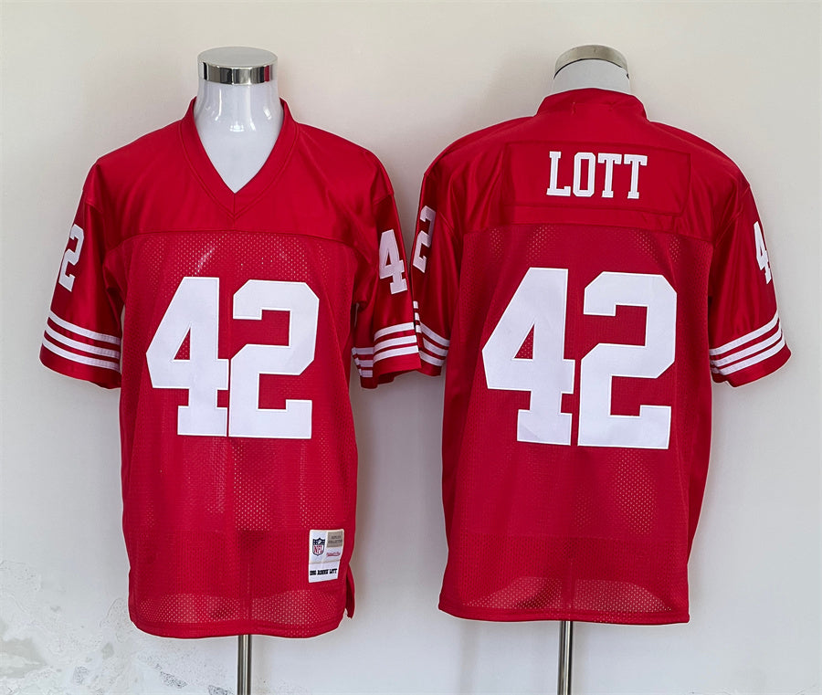 Men's San Francisco 49ers Ronnie Lott Mitchell & Ness Scarlet Legacy Replica Jersey