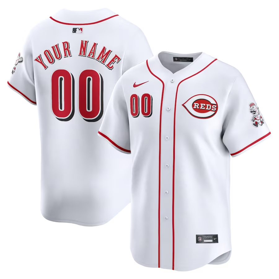 Men's Cincinnati Reds White Home Limited Custom Jersey