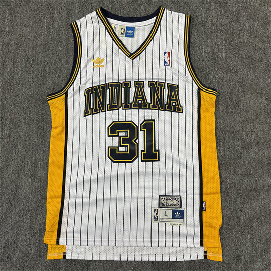 Men's Indiana Pacers Reggie Miller #31 White Hardwood Classics Swingman Jersey