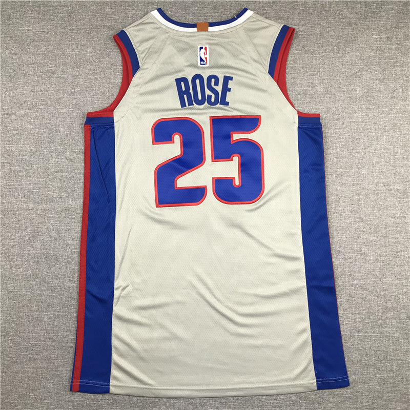 Men's Detroit Pistons Derrick Rose #25 Silver Swingman Jersey