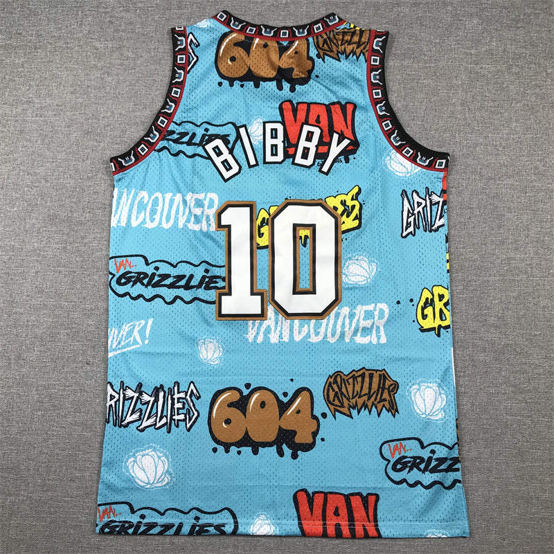 Men's Memphis Grizzlies Mike Bibby #10 Blue Swingman Player Jersey - Graffiti Edition