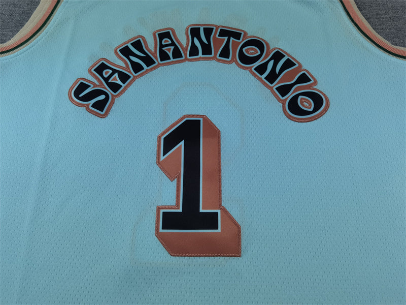 Men's San Antonio Spurs Victor Wembanyama #1 Light Blue 2024/25 Swingman Player Jersey - City Edition