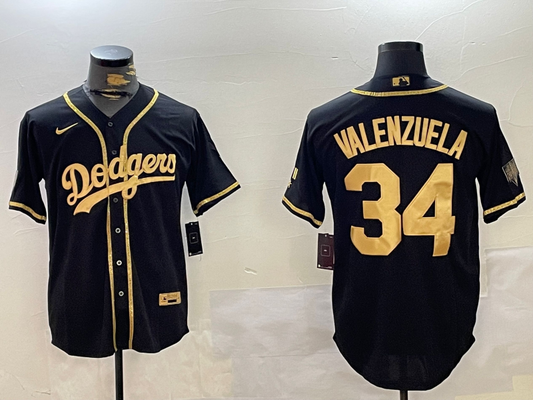 Men's Los Angeles Dodgers Fernando Valenzuela Black Game Player Jersey