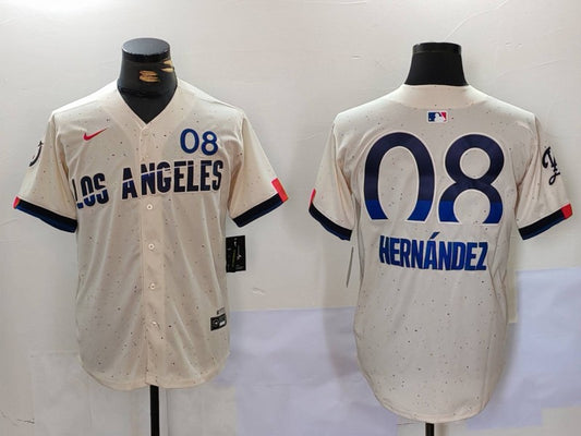 Men's Los Angeles Dodgers Enrique Hernandez #8 Cream 2024 City Connect Player Jersey