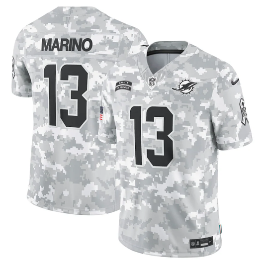 Men's Miami Dolphins Dan Marino #13 Arctic Camo 2024 Salute to Service Retired Player Limited Jersey