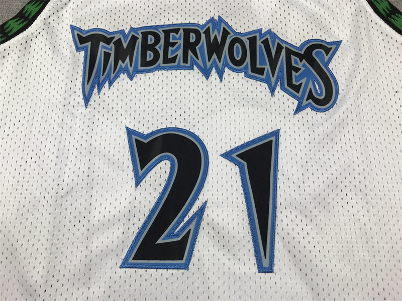 Men's Minnesota Timberwolves Kevin Garnett #21 White 1997/98 Hardwood Classics Swingman Jersey