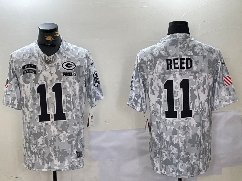 Men's Green Bay Packers Jayden Reed #11 Arctic Camo 2024 Salute to Service Limited Jersey