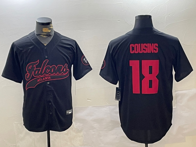 Men's Atlanta Falcons Kirk Cousins #18 Black Team Game Jersey